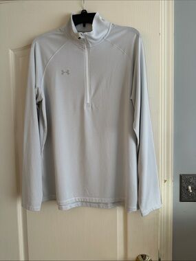 Under Armour Gray Striped 1/4 Zip HeatGear Pullover